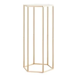 Blomsterställ, Hexagonal pelare blomsterdisplay, 29x25x60 cm, Guld, Stål