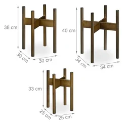Blomsterställ set, 33x25x25 cm, 38x30x30 cm, 40x34x34 cm, Brun