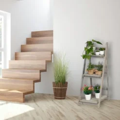 Blomsterställ, Trä, 160x41x50 cm, Grå