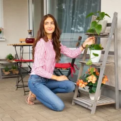 Blomsterställ, Trä, 160x41x50 cm, Grå