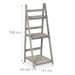 Blomsterställ, Trä, 160x41x50 cm, Grå