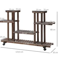 Blomsterställ, 123,5x33x80 cm, Brun