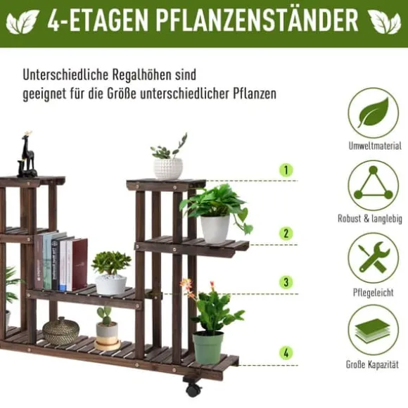 Blomsterställ, 123,5x33x80 cm, Brun