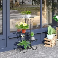 Blomsterställ, 45x24,5x80 cm, Svart