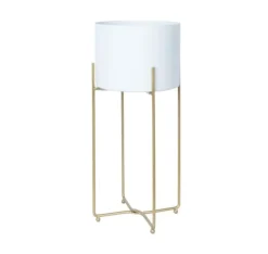 Blomställ DEIA WHITE L 24,5x23,5xH57cm, vit/gyllene