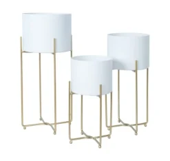 Blomställ DEIA WHITE L 24,5x23,5xH57cm, vit/gyllene