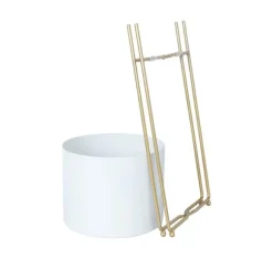 Blomställ DEIA WHITE L 24,5x23,5xH57cm, vit/gyllene