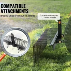 Bogsering bakom landskapskratta 60, Dethatcher-raka med 21 stålpinnar, effektiv borttagning av mossa, ergonomisk design