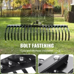 Bogsering bakom landskapskratta 60, Dethatcher-raka med 21 stålpinnar, effektiv borttagning av mossa, ergonomisk design