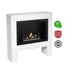 Bolea bio-etanol öppen spis - Vit MDF öppen spis surround - 1,5 KW värme