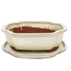 bonsai skål med fat storlek 4 - haitang i4 - ljus beige - l 26cm - b 20,5cm - h 8,5cm