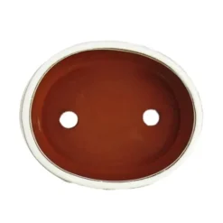 bonsai skål med fat storlek 2 - ljus beige - oval - modell o7 - l 15,5 cm - b 12 cm - h 4,5 cm
