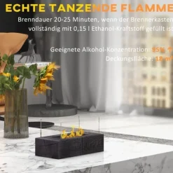 Bordsetanolkamin 0,15 L, portabel med trälook, rostfritt stål 33×16×18 cm