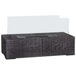 Bordsetanolkamin 0,15 L, portabel med trälook, rostfritt stål 33×16×18 cm