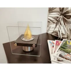 Bordskamin - TIZIANO - Bioetanol - Svart finish - Användbar inomhus/utomhus