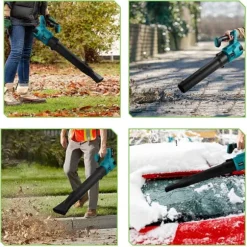 Borstlös Elektrisk Snöslunga,30000rpm Sladdlös Blåsare,3 Hastighetsinställningar,Med 2batterier