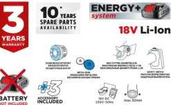 Borstlös sladdlös sekatör Energy + 18V Li-ion, utan batteri