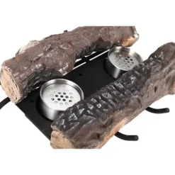 Bracière - BRAZIER - med stenull och keramiskt trä - 2 stålbrännare - 40*30*23 cm