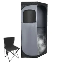 Bärbar Dampsauna, Högkvalitativ Satinbomull, 1350W Dampsystem, Rymlig Tältdesign, Fällbar Stol Ingår, Stabil Konstruktion