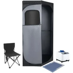 Bärbar Dampsauna, Högkvalitativ Satinbomull, 1350W Dampsystem, Rymlig Tältdesign, Fällbar Stol Ingår, Stabil Konstruktion