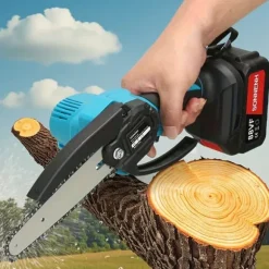 Bärbar Elmotorsåg 6-tums, 800W & 0,8kg Lättvikt, 2x3000mAh Batterier Inkluderade