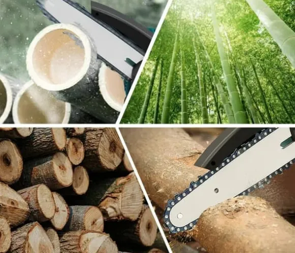 Bärbar Elmotorsåg 6-tums, 800W & 0,8kg Lättvikt, 2x3000mAh Batterier Inkluderade