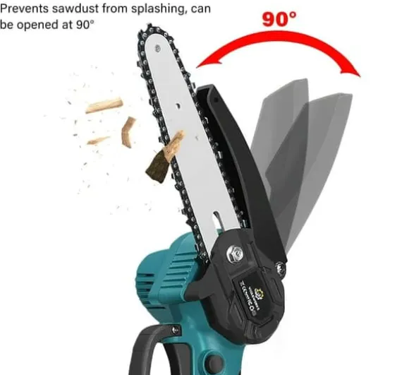 Bärbar Elmotorsåg 6-tums, 800W & 0,8kg Lättvikt, 2x3000mAh Batterier Inkluderade