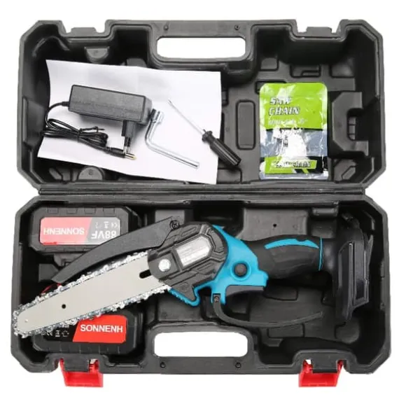 Bärbar Elmotorsåg 6-tums, 800W & 0,8kg Lättvikt, 2x3000mAh Batterier Inkluderade