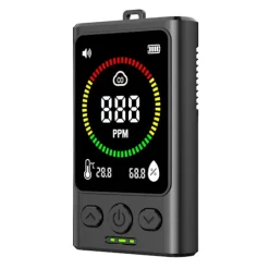 Bärbar kolmonoxiddetektor med elektrokemisk sensor för realtidsövervakning av CO, temperatur och luftfuktighet