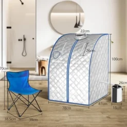 Bärbar Ångbastu, 78x87x100 cm, Silver