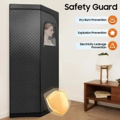 Bärbar ångsauna - Saunatält för hemmet - 1350 W - 3 l vattentank - 9 värmelägen - Timer 5–60 min - Hopfällbar stol - 1,15 m sladd