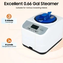 Bärbar ångsauna - Saunatält för hemmet - 1350 W - 3 l vattentank - 9 värmelägen - Timer 5–60 min - Hopfällbar stol - 1,15 m sladd