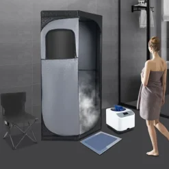 Bärbar ångsauna, Satinbomull, Kompakt design, Lämplig för hem och spa, Stöder ångterapi, Rundade kanter för säkerhet