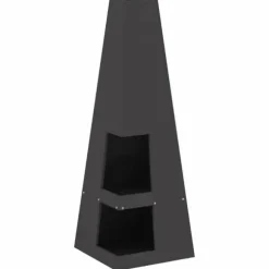 Bärbar Vedeldad Matlagningsugn i Stål - Eldstad med Vedförvaring | Färg: Svart | Storlek: 35x35x100 cm