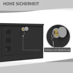 Brevinkastare, Metall, 36,5x11,5x29 cm, Svart