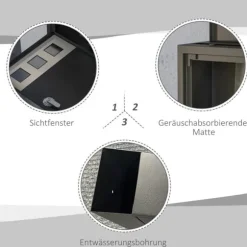 Brevinkastare, Metall, 36,5x11,5x29 cm, Svart