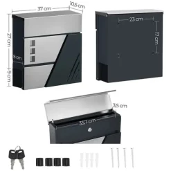 Brevinkastare, 37x10,5x37 cm, Silver