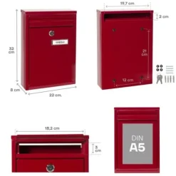 Brevlåda - ARREGUI - Zaguán E5756 - Galvaniserat Stål - Röd - Enstaka