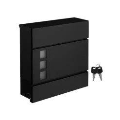 Brevlåda – Låsbar med tidningsfack – Svart