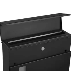 Brevlåda – Låsbar med tidningsfack – Svart