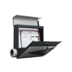 Brevlåda - Låsbar med tidningsfack - Modern - Antracitsilver