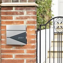 Brevlåda - Låsbar väggbrevlåda - med tidningsutrymme - Modern - Silver