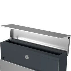 Brevlåda - Låsbar väggbrevlåda - med tidningsutrymme - Modern - Silver