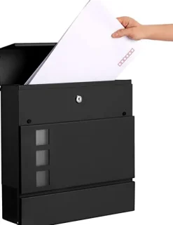 Brevlåda - vägghängd - låsbar - tidningsavdelning - modern