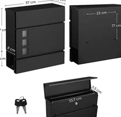 Brevlåda - vägghängd - låsbar - tidningsavdelning - modern