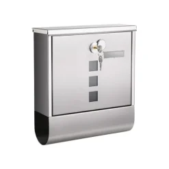 Brevlåda i silverfärgat rostfritt stål, 30,5 x 9,5 x 33,3 cm