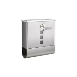 Brevlåda med cylinderlås i koppar, silver, 11 x 37 x 37 cm