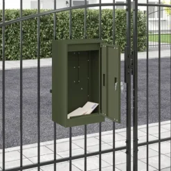 brevlåda med lagring med dörr Olivgrön 30 x 20 x 55 cm Stål