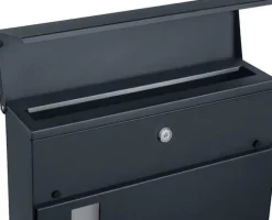 Brevlåda med lås och plats för tidningar - Grå