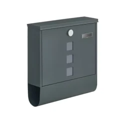 Brevlåda med lås och tidningsfack, antracit, 11 x 37 x 37 cm